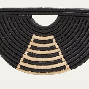 Half Moon Raffia Top-Handle Bag